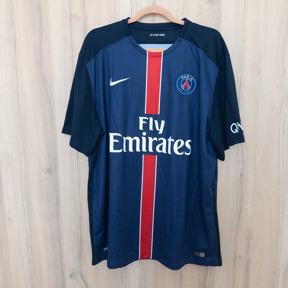 Nike Mens Paris Saint-Germain PSG 2015 Home Jersey XL Blue Fly Emirates Soccer
